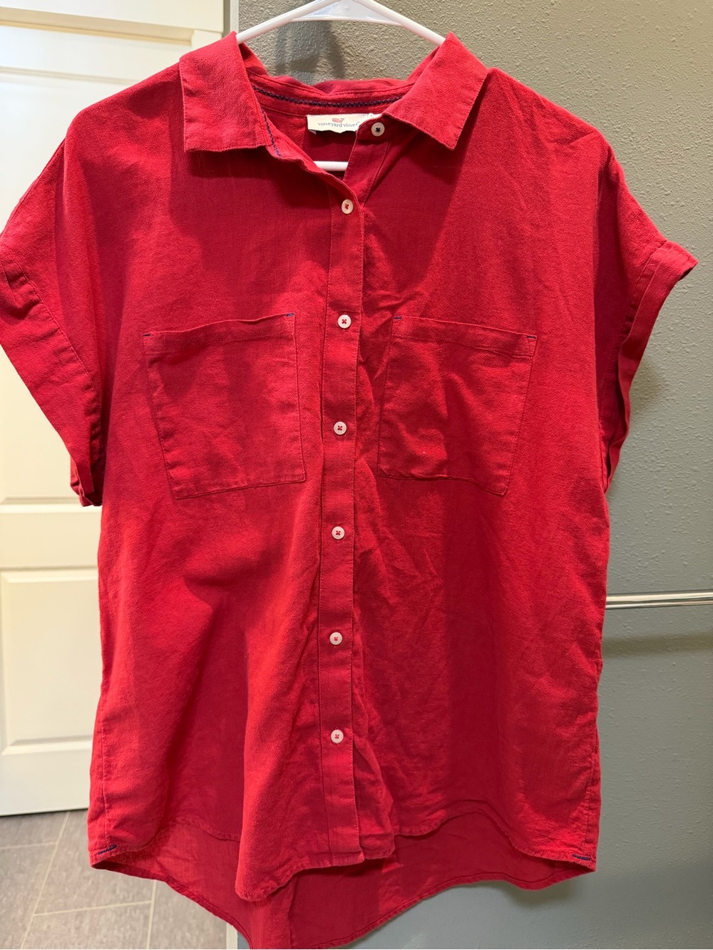 Vineyard Vines Red Short-Sleeve Button-Down Shirt